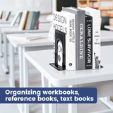 HappyHapi Book Ends, Book Ends Metal Bookends for Shelves,14 Pcs Book End to Hold Books Heavy Duty,Black Non-Skid Bookend,Book Holder Stopper for Shelf Office Home,6.5 x 5.7 x 4.9(7 Pairs, Large) HappyHapi