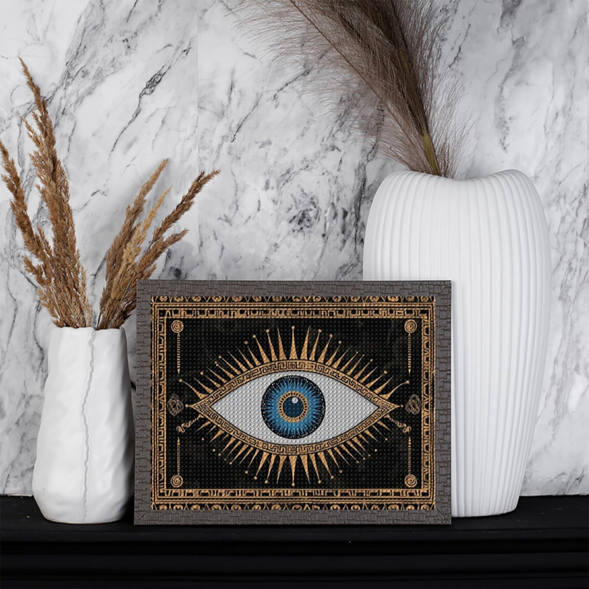 KAYEIUU Evil Eye Grecian Pattern Diamond Art Painting Art Kits Diamond Art Painting Diamond Art Kits 5D Diamond Art Painting Kits DIY Gem Art for Home Wall Decor 12x16 inch KAYEIUU