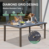 Domi Outdoor 7 pcs Patio Dining Set, Metal Dining Table, Swivel and Dining Chairs Conversation Set with Removable Beige Cushions for Garden Lawn Yard domi outdoor living