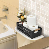 LotFancy Bathroom Decor Box, 2 Pack Toilet Tank Topper Basket, Wooden Bathroom Basket, Back of Toilet Storage Basket, Black Farmhouse Toilet Paper Holder LotFancy