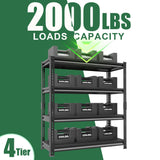 Rufokisa 48" W Garage Shelving Heavy Duty，2000LBS Loads Adjustable Garage Storage Shelves, 4-Tier Metal Shelving Units and Storage Racks Heavy Duty, 48”W x 16”D x 72”H，Black Rufokisa