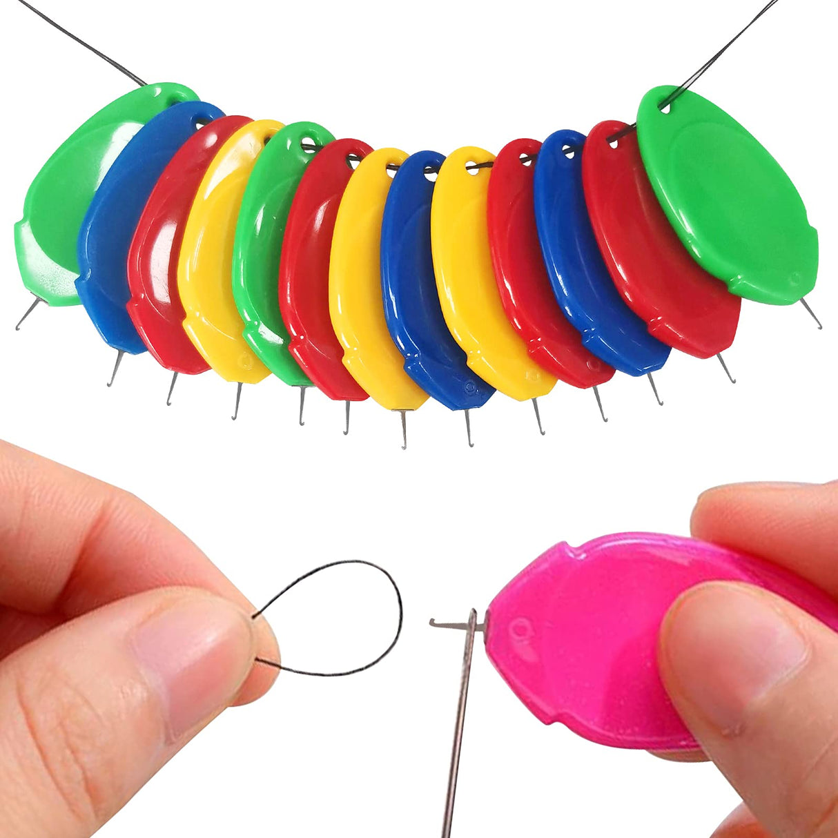 Needle Threaders, TOOVREN Needle Threader Tool, Needle Threaders for Hand Sewing with Clear Box, Simple Needle Threader Great for Needle Work, Sewing Machine, Embroidery, Cross-Stitch, 5 Colors Random TOOVREN