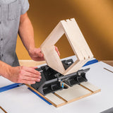 Router Table Spline Jig – Router Jigs and Templates for Small Boxes, Frames – Router Sled Holds Workpiece at 450 Angle - MDF Base w/ABS Sled Box Joint Jig - Fits Standard 3/8'' x 3/4'' Miter Slot ROCKLER