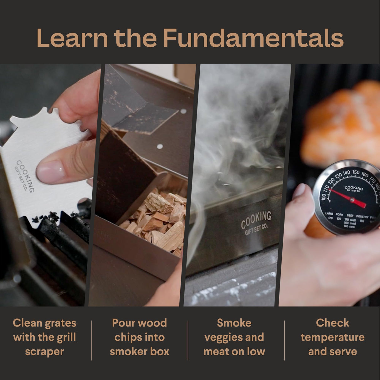 Wood Smoked BBQ Accessories Grill Set with Grilling Accessories as Birthday Gifts for Men Who Have Everything Dad Retirement Gift Idea Gadgets for Griller Husband Who Loves Outdoor Cooking of Barbecue Cooking Gift Set