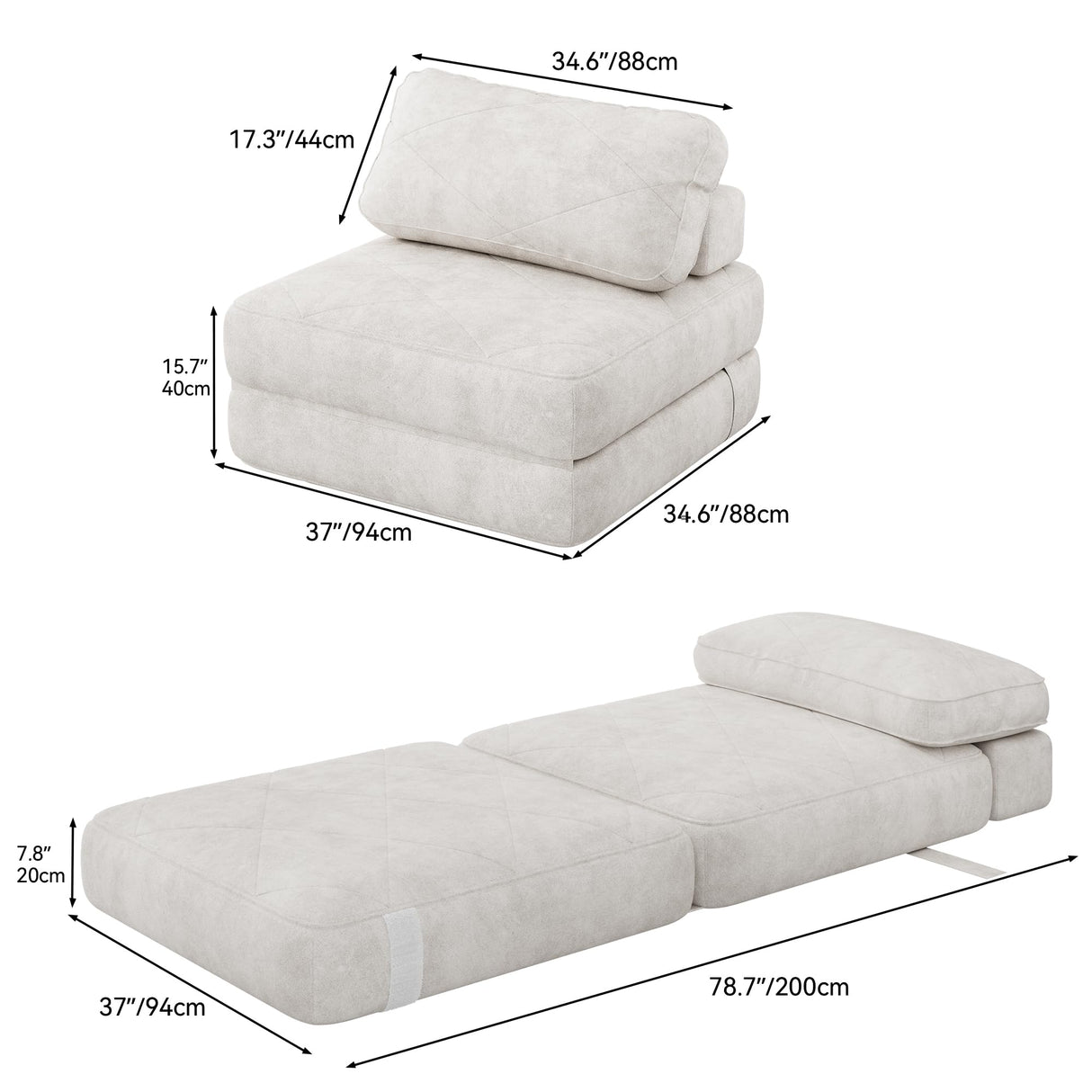 YITAHOME Folding Sofa Bed,New Upgrade Resilient Pocket Spring Cushion-Fold Out Chair Bed, Convertible Lazy Sleeper Chair with Back Support,Comfy Floor Sofa Lounge for Living Room, Bedroom, Beige YITAHOME