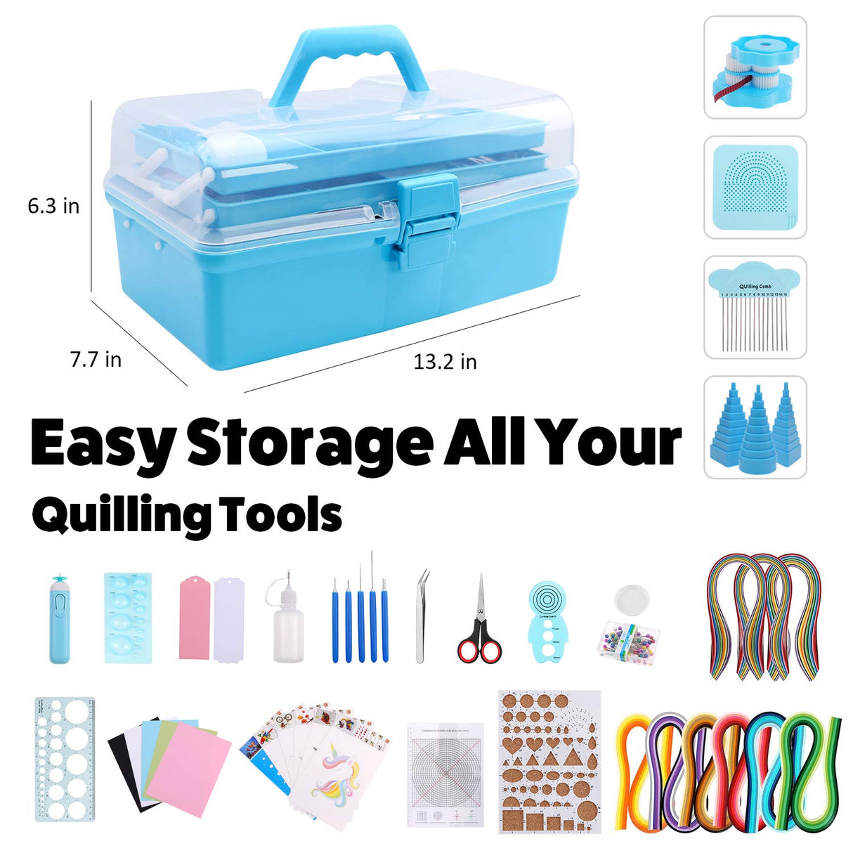 JoyPlus Quilling Kits for Beginners with Manual, 24 Tools & Supplies with Durable Storage Box, Updated Paper Crimper Tool, Premium Husking Board & Electronic Pen Blue JoyPlus