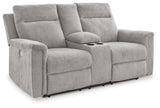 Signature Design by Ashley Barnsana Minimalist Power Reclining Loveseat with Console and USB Charging Ports, Light Gray Signature Design by Ashley