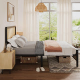 Full Size Metal Platform Bed Frame Natural Rattan Headboard, Bohemian Mattress Foundation with Strong Slats Support, No Box Spring Needed/Under Bed Storage/Non-Slip Without Noise/Easy Assembly SunnyFurn