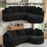 Trygoal Modern Curved L-Shape Sectional Sofa, Luxury Oversized Upholstered Sofa with Deep Seat, Comfy Sleeper Couch with Left Chaise Lounge, Boneless Cloud Curved Couch for Living Room, Black Trygoal