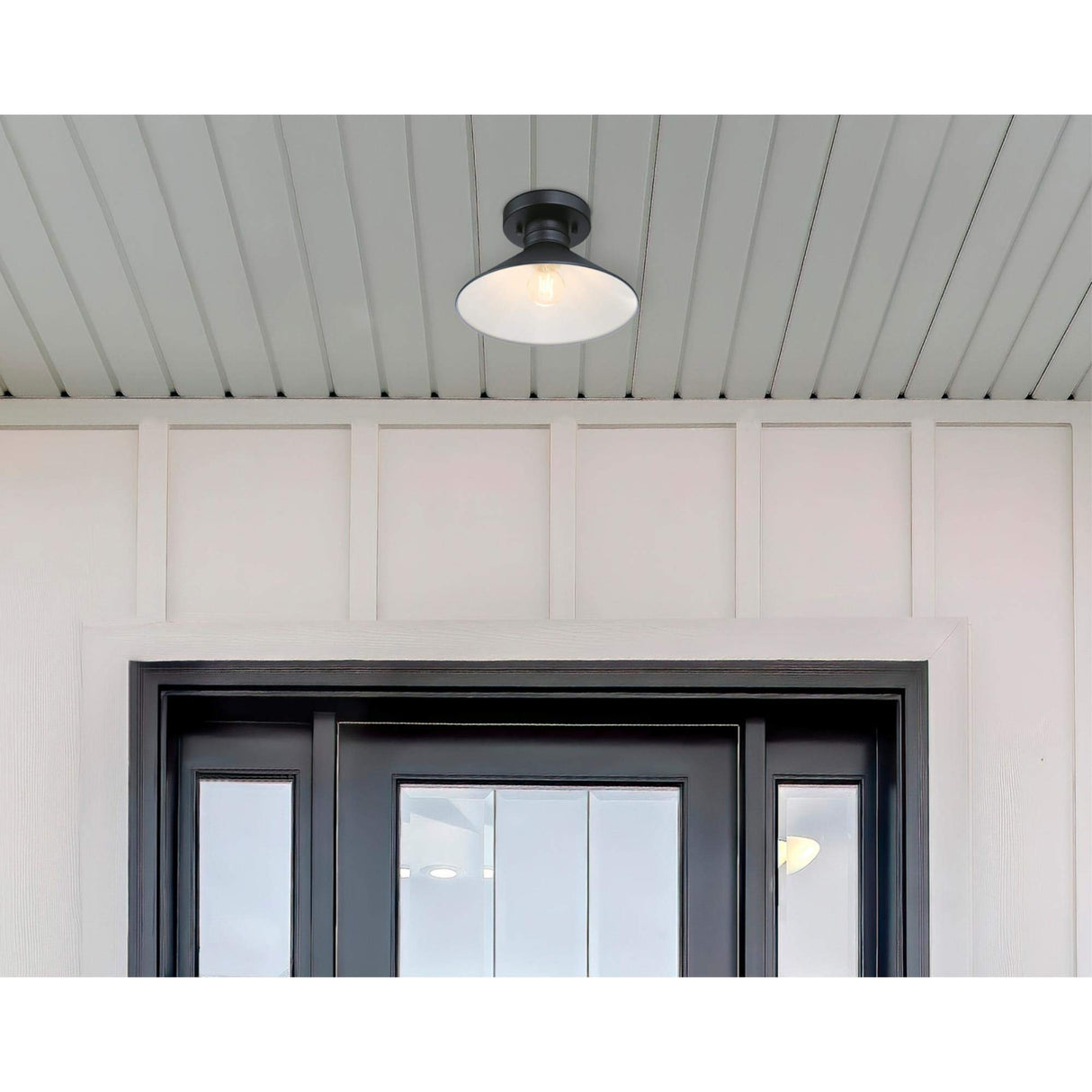Westinghouse 6112900 Watts Creek 11 Inch Rustic/Arts & Crafts One-Light Outdoor Semi Flush Mount Ceiling Light, Dark Sky Friendly, Textured Black Finish Westinghouse