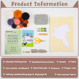 OEHPICC Cat Coasters Needle Felting Kit,Needle Felting Starter Kit,Wool Felting Kit with Wool Roving, Foam Pad and Instructions for DIY Felting Starters OEHPICC
