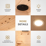 HomeMiYN Far Infrared Saunas for Home, 1 Person Canadian Hemlock Wood Low EMF Dry Sauna Room Indoor Mini Personal Sauna with Carbon Heaters, Control Panel, Bluetooth Speakers, 800W/110V HomeMiYN