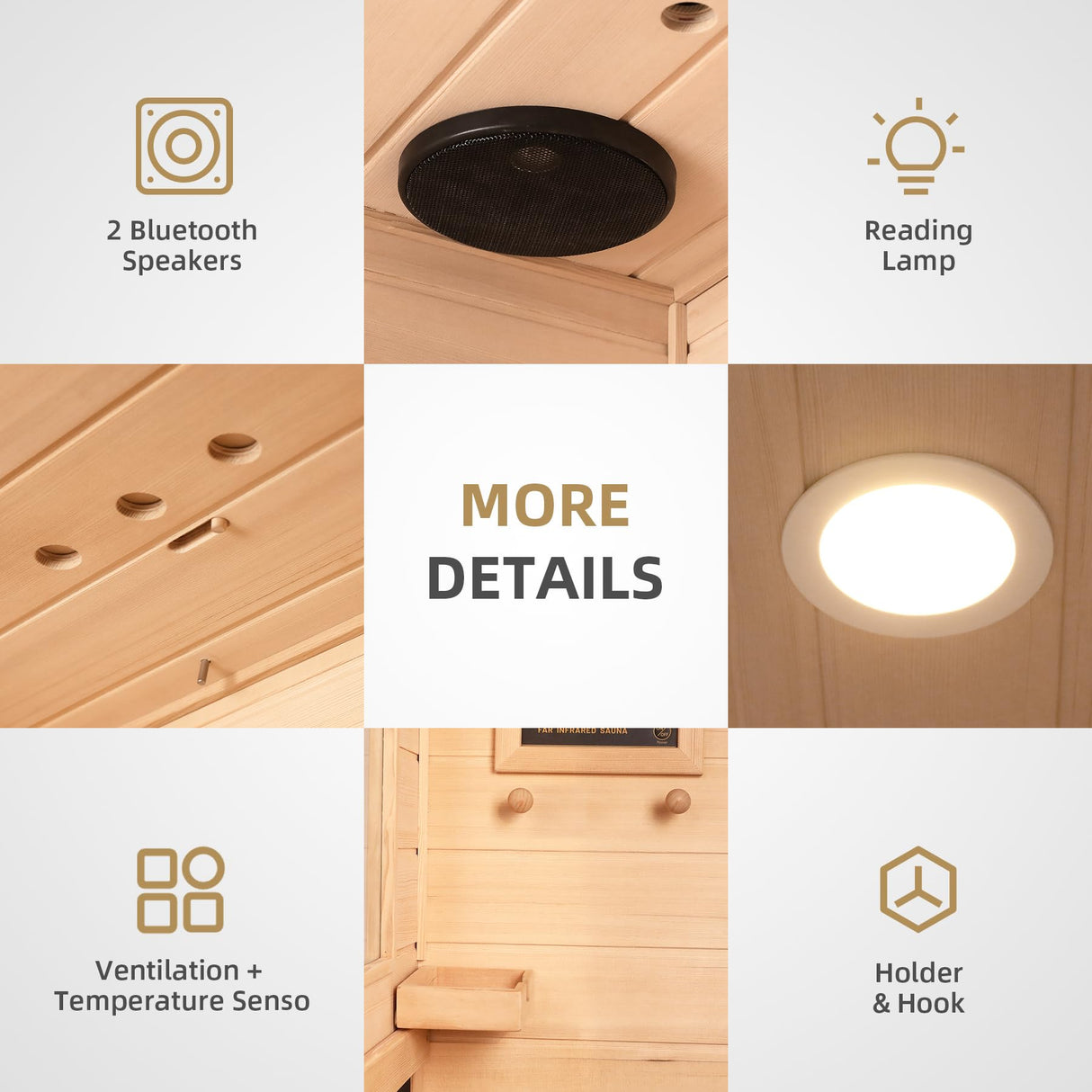 HomeMiYN Far Infrared Saunas for Home, 1 Person Canadian Hemlock Wood Low EMF Dry Sauna Room Indoor Mini Personal Sauna with Carbon Heaters, Control Panel, Bluetooth Speakers, 800W/110V HomeMiYN