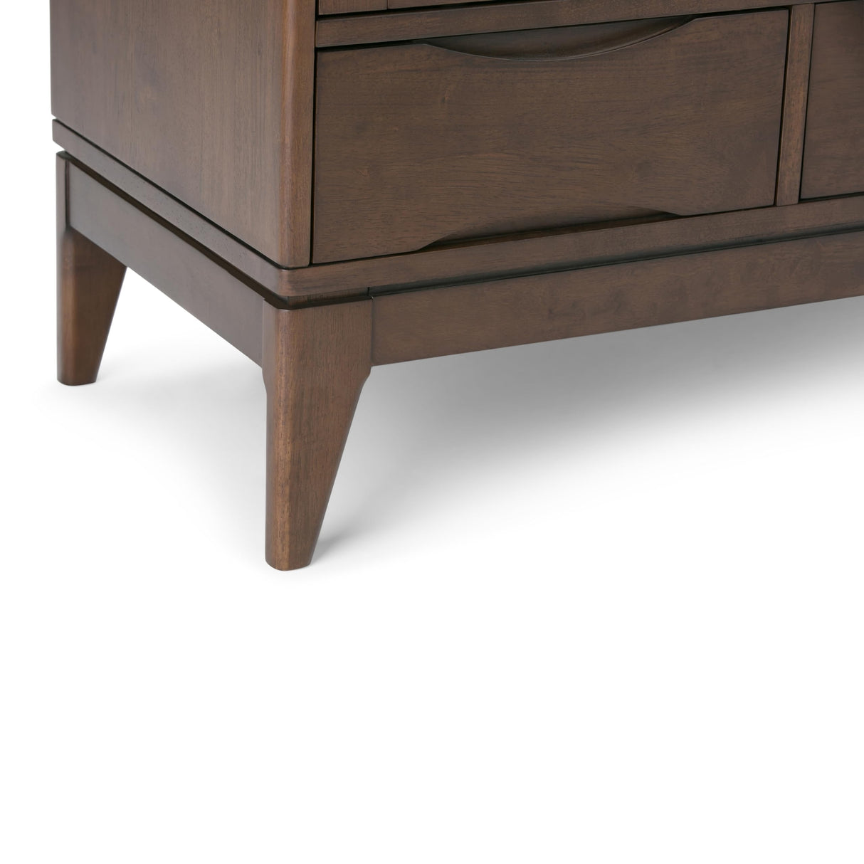 SIMPLIHOME Harper SOLID WOOD 48 inch Wide Mid Century Modern Medium Storage Cabinet in Walnut Brown, with Large Space Behind 2 Sliding Notched Handle Doors, 2 Adjustable Shelves SIMPLIHOME