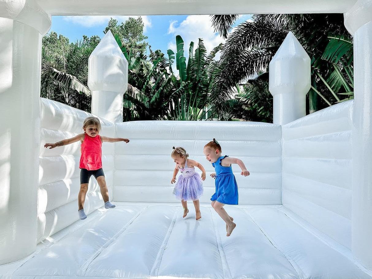 iLink-outer White Bounce House for Kid and Adult with Slide Ball Pit Blower Large Oxford White Castle 13FT x 13FT x 12FT Kid Birthday Party Playhouse Gift iLink-outer