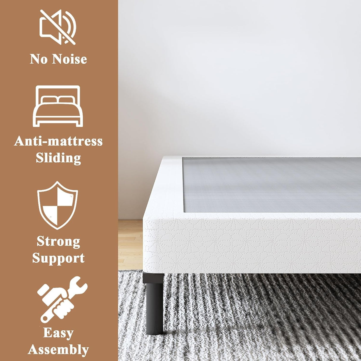 ALDRICH Low Profile Box Spring Full Size,3 Inch Heavy Duty Metal Box Spring for Full Bed,Mattress Foundation Non-Slip/No Noise/Easy Assembly (Full) ALDRICH