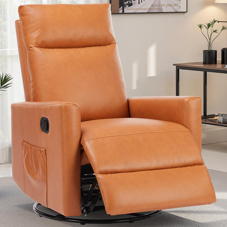 SMUG Swivel Rocking Recliner Chair with Extra Large Footrest High Back, Upholstered Glider Nursery Chair for Living Room, Bedroom & Nursery, Comfortable Deep Seating for Relaxation, Brown Seating SMUG