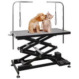 UDSONFY Electric Pet Dog Grooming Table, Heavy Duty Grooming Table Professional Double X-Lift for Large Dogs with Anti-Skid Non-Slip, Double Arms and Nooses, Adjustable Height from 13" up to 47" Black UDSONFY