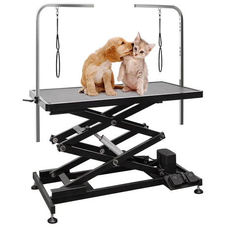 UDSONFY Electric Pet Dog Grooming Table, Heavy Duty Grooming Table Professional Double X-Lift for Large Dogs with Anti-Skid Non-Slip, Double Arms and Nooses, Adjustable Height from 13" up to 47" Black UDSONFY