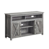 BELLEZE Modern 48 Inch Barn Door Wood TV Stand & Media Entertainment Center Console Table for TVs up to 50 Inches with Two Open Shelves and Cabinets - Corin (Gray Wash) BELLEZE