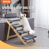 VEVOR Wood Pet Stairs/Pet Steps, 2-in-1 Foldable Wooden Dog Stair for Beds, Sofa and Cars, Dog Stairs & Ramp with 4 Steps for Small Medium Large Pet, up to 150 lbs VEVOR