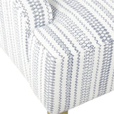 HomePop Velvet Swoop Arm Accent Chair, Blue and White farmhouse stripe HomePop
