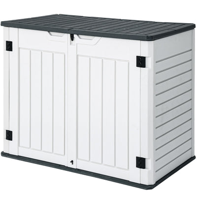 GOOBED Horizontal Shed with Padlock Latch, Outdoor Storage Shed for Backyard and Garden, 35 Cu Ft Small Storage, Waterproof, Easy Assembly, Light Gray