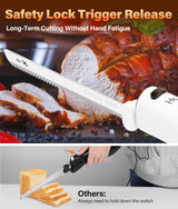 HK Cordless Electric Knife for Carving Meats, Poultry, Bread, Crafting Foam & More, Included Dual 304 Stainless Steel Blades, Fork, Foldable Cutting Board HK