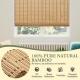 Kokorona Cordless Bamboo Roman Shades with Valance, Light Filtering Bamboo Blinds for Interior Windows, Natural Roll Up Bamboo Shades for Home, Office, Easy Installation, 34" W x 64" H, Natural Kokorona