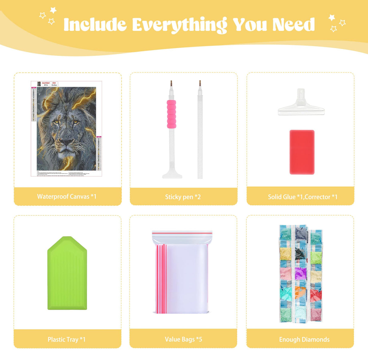 QENSPE Lion Diamond Painting,Diamond Art Kits for Adults,DIY 5D Round Full Drill Diamond Art for Beginners,Diamond Dots for Adults,Home Wall Decor 12x16 inch QENSPE