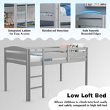 Giantex Twin Loft Bed with Ladder, Wood Low Profile Loft Bed with 30" Clearance & Safety Guard Rails, Space-Saving Loft Bed Frame for Kids Teens Junior, No Box Spring Needed, Kids Bed Frame, Grey Giantex