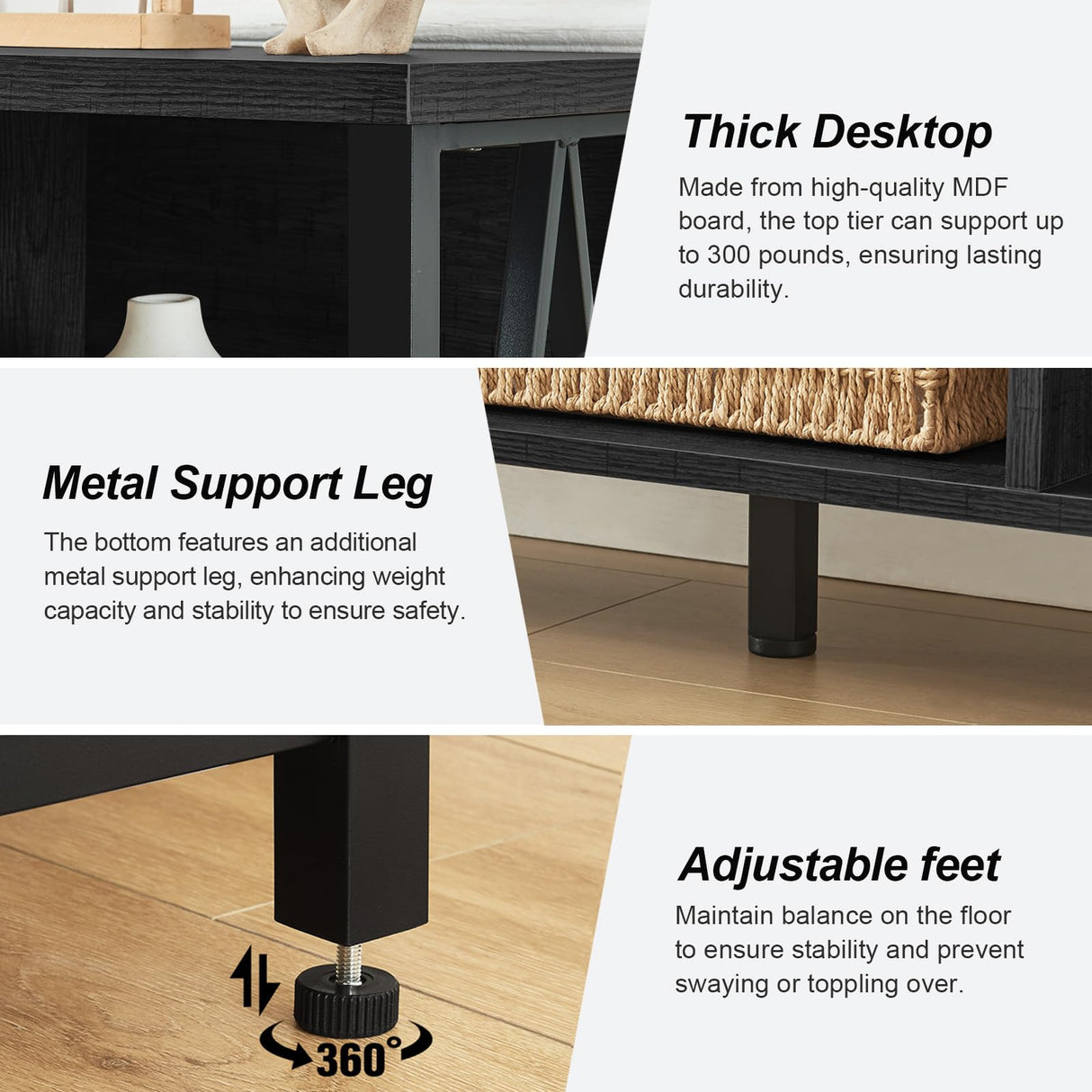 HOMISSUE 6 Cube Storage Organizer Shelf, Rustic Short Wide Bookshelf with Cube Storage, Industrial Low Cube Bookshelf with 3 Tier Shelf, Horizontal Bookcase for Living Room, Office, Black HOMISSUE