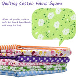 42Pcs 10"x10" Quilting Cotton Fabric Squares Sheets Pre-Cut Multi-Color Design Printed Floral Craft Fabric for DIY Sewing Scrapbooking Quilting Craft Patchwork (Red/Pink/Yellow/Green/Blue/Purple) HDST-HOME