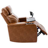 Power Motion Recliner Electric Power Recliner Chair with USB Charging Port, Hidden Arm Storage and Convenient Cup Holder, Ambient Lighting Gaming Recliner Chair Home Theater Seating (Light Brown) BEDGJH