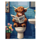 Reivworl Cow Paint by Numbers Kit for Adults Beginners, Bathroom Paint by Numbers, Adult Paint by Number Kits for Gifts and Home Wall Decor 16x20 Inch Reivworl