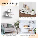 VINGLI Floating Nightstand with Drawer, Wood Floating Bedside Table, Wall Mounted Nightstand, Hanging Nightstand White for Bedroom, Floating Wood Night Stand/Side Table VINGLI