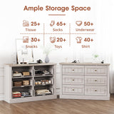 Fameill 6 Drawer Dresser for Bedroom, Farmhouse Wood Chest of Drawers, Double Storage Dresser Organizer Wide Dresser TV Stand for Living Room, Hallway, Entryway, Light Rustic Oak Fameill