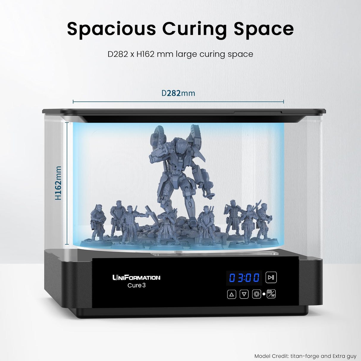 UNIFORMATION Cure3 Curing Machine 10.3-inche 405nm UV Resin Curing Station D282 x H162 mm with 360° Turntable Curing Box for GK3 Pro GK3 and Other Resin 3D Printers Uniformation