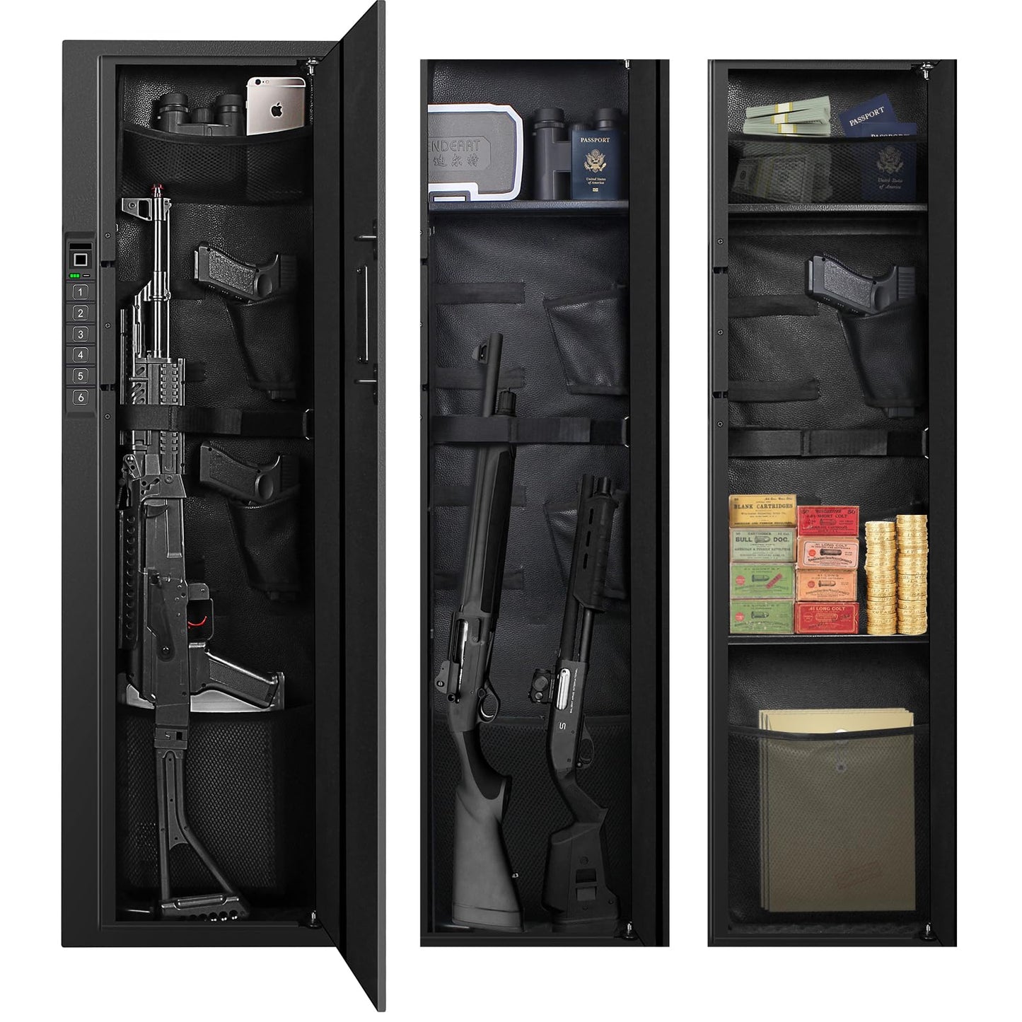 Biometric Gun Safe for Rifle, Shotguns, Pistols, Compact Long Gun Safe, Quick Access Fingerprint Gun Safe Firearm Case- Upgraded Biometric/Keypad/Key Access