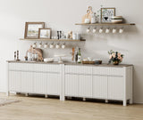 WAMPAT 2-in-1 Modern Sideboard Buffet Cabinet, Large Buffet Cabinet with Storage, White Coffee Bar Cabinet with Adjustable Shelves and Drawers, Storage Console Table for Dining Room, Kitchen WAMPAT