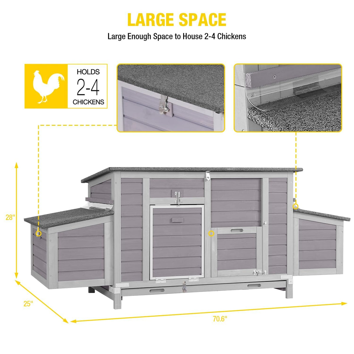 Aivituvin Chicken Coop with Two Nesting Boxes Large Wooden Hen House Outdoor Weatherproof Rabbit Hutch Duck Cage (AIR69) Aivituvin