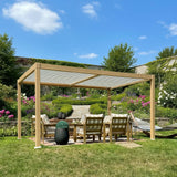 PURPLE LEAF 10' x 14' Louvered Pergola Outdoor Wood Grain Aluminum Pergola with Adjustable Roof Retractable Patio Rainproof Hardtop Gazebo for Deck Backyard Garden PURPLE LEAF