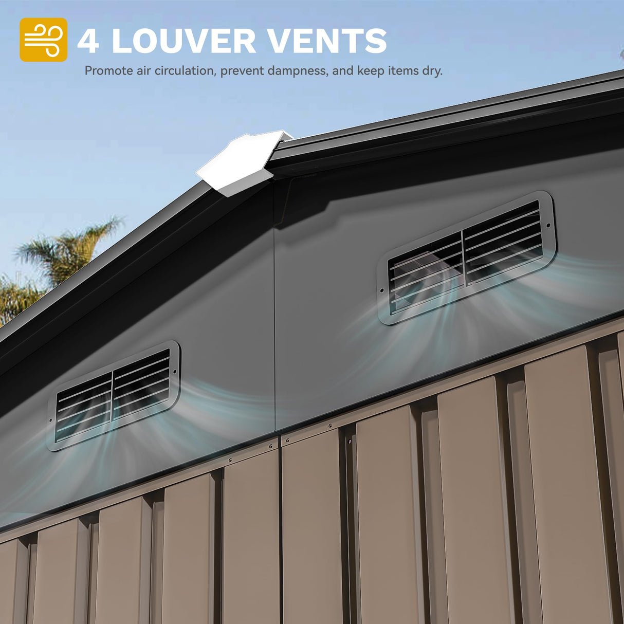 DWVO 10x8ft Metal Outdoor Storage Shed, Waterproof Tool Shed Heavy-Duty Storage Unit with Lockable Door and Vents, Ideal for Bicycles, Tools, Lawnmowers, Backyards, Patios, Lawns - Brown DWVO