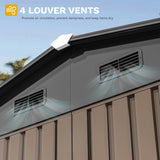 DWVO 10x8ft Metal Outdoor Storage Shed, Waterproof Tool Shed Heavy-Duty Storage Unit with Lockable Door and Vents, Ideal for Bicycles, Tools, Lawnmowers, Backyards, Patios, Lawns - Brown DWVO