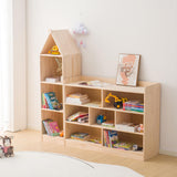 ChubanCraft 3-Tier 7-Compartment Wooden Storage Cabinet for Kids - Natural Finish Classroom Organizer ChubanCraft