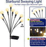 TONULAX Solar Garden Lights - New Upgraded Solar Swaying Light, Sway by Wind, Solar Outdoor Lights, Yard Patio Pathway Decoration, High Flexibility Iron Wire & Heavy Bulb Base, Warm White(2 Pack) TONULAX
