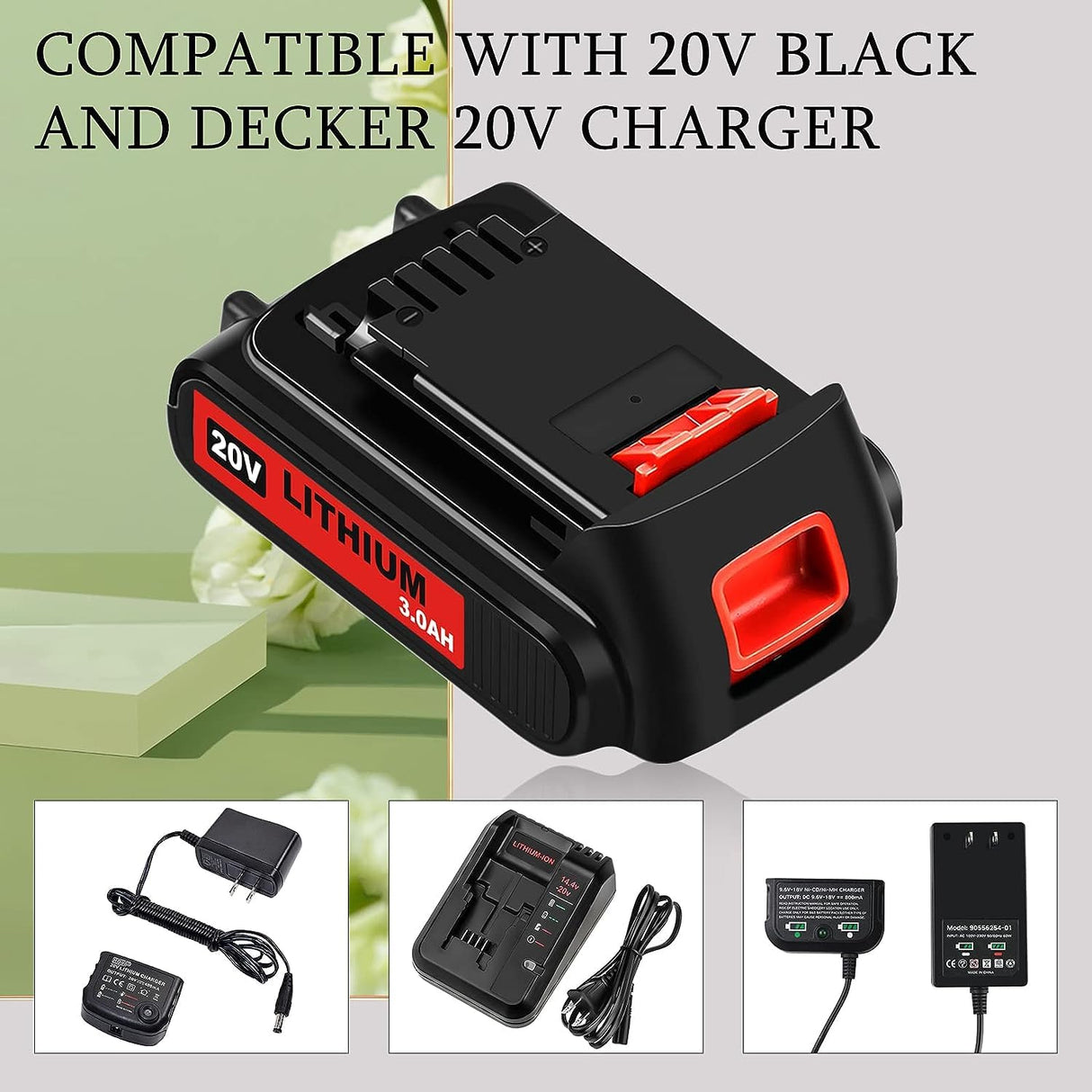 2 Pack 20Volt 3.0Ah MAX LBXR20 Repalcement for Black and Decke 20v Lithium Battery Compatible with Black and decker 20v battery LB20 LBX20 LST220 LBXR2020-OPE LBXR20B-2 LB2X4020 Cordless Tool（red） Enermall