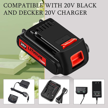 2 Pack 20Volt 3.0Ah MAX LBXR20 Repalcement for Black and Decke 20v Lithium Battery Compatible with Black and decker 20v battery LB20 LBX20 LST220 LBXR2020-OPE LBXR20B-2 LB2X4020 Cordless Tool - WoodArtSupply