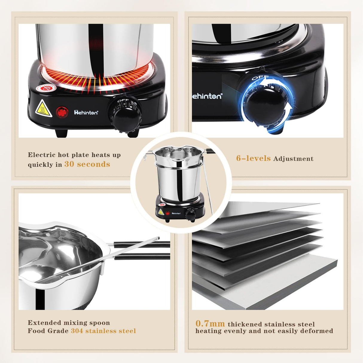 Hehinton Double Boiler Wax Melter Pot, Professional Water Heating Warming Pots for Candle Making, Candle Making Kit for Beginners, DIY Kit with Electronic Scale, Heat Gun, Thermometer, Candle Trimmer Hehinton