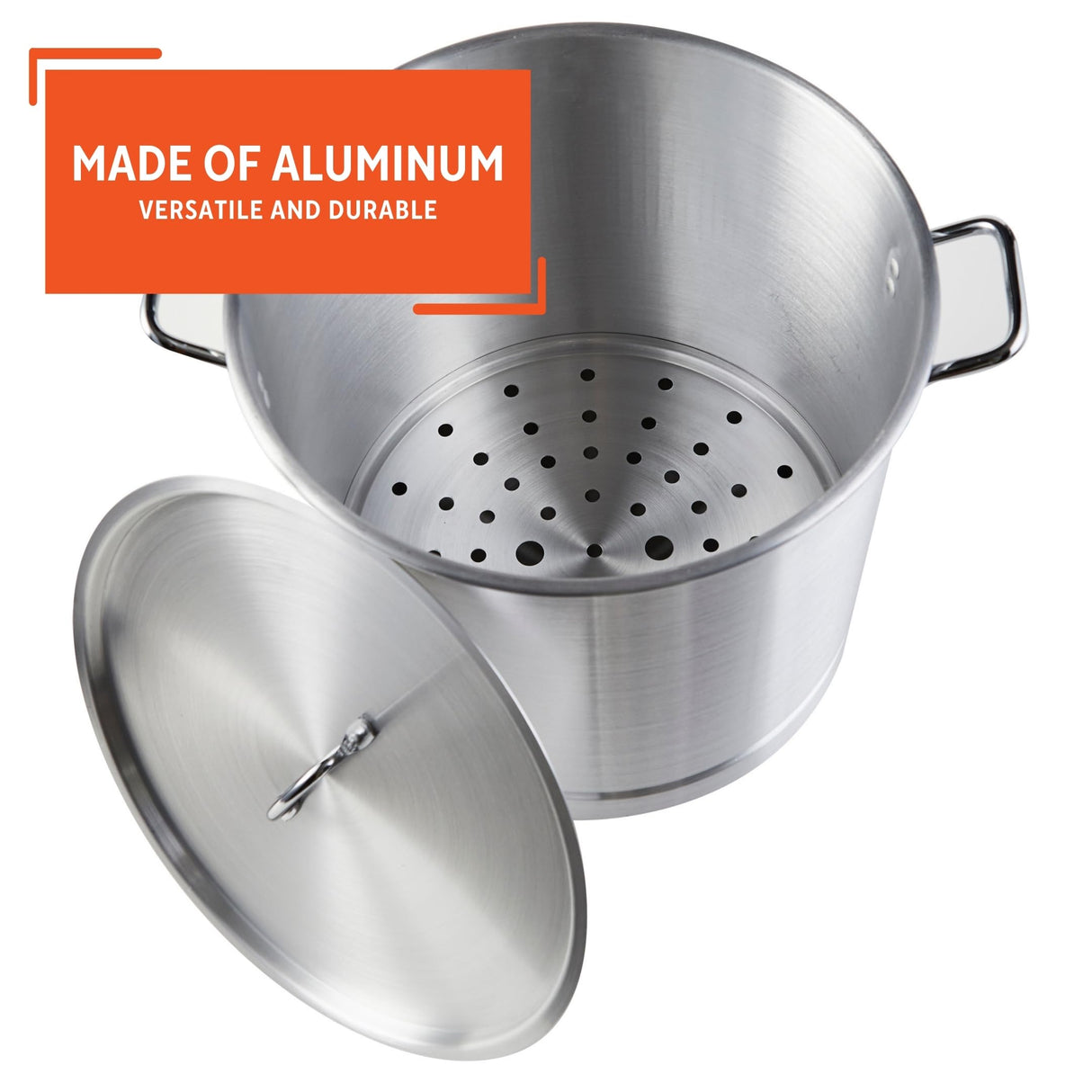 IMUSA Aluminum Steamer Dual Piece Set, 28Qt and 10Qt, Silver Imusa